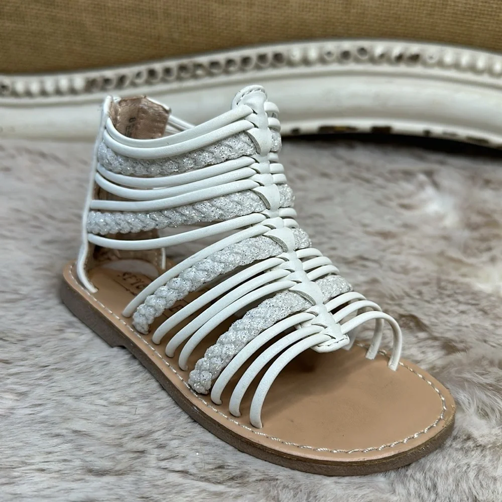 SEYCHELLES | White & Glitter Gladiator Sandals, Size 8